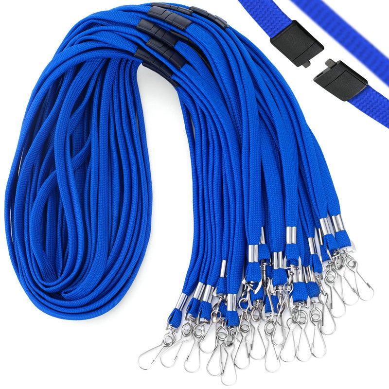 MIFFLIN-USA Flat Breakaway Safety Lanyard for ID Badges (Blue, 36 Inch, 100 Pack), Soft Woven Neck Line - Image 1